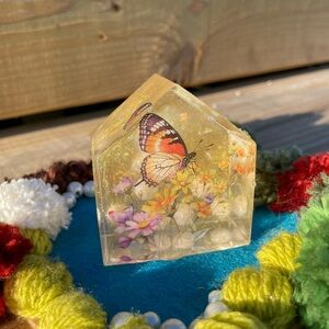 Handmade Vibrant Butterfly and Floral Resin Art